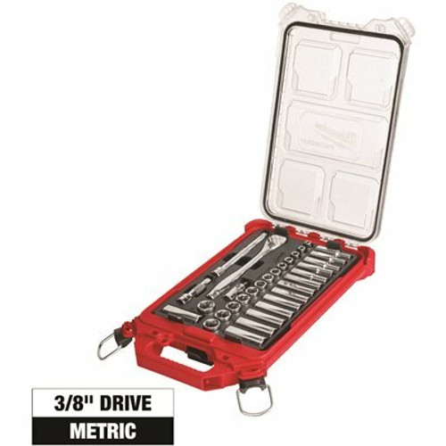 Milwaukee 3/8 in. Drive Metric Ratchet and Socket Mechanics Tool Set with PACKOUT Case (32-Piece) Milwaukee 3/8 in. Drive Metric Ratchet and Socket Mechanics Tool Set with PACKOUT Case (32-Piece)