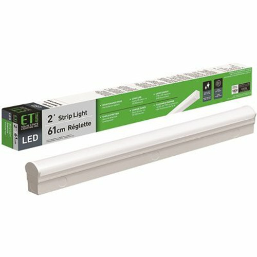 1-Pack 2 ft. 17-Watt Integrated LED White Strip Light Fixture Bright White 4000K 1800 Lumens 120-277V Direct Wire