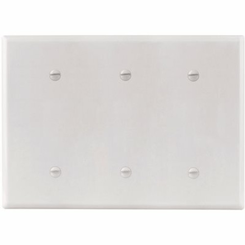 Titan3 White Smooth 3-Gang Blank Standard Metal Wall Plate, 10 Count