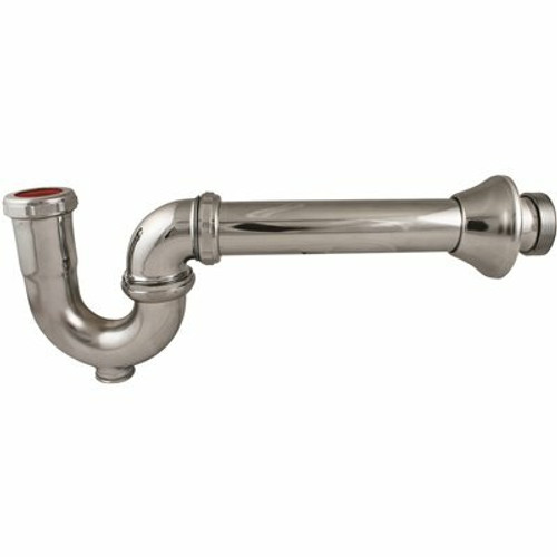 KEENEY 1-1/2 in. x 1-1/2 in. 17-Gauge Brass P-Trap with Cleanout and Deep Flange in Chrome KEENEY 1-1/2 in. x 1-1/2 in. 17-Gauge Brass P-Trap with Cleanout and Deep Flange in Chrome