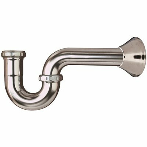KEENEY 1-1/4 in. x 1-1/4 in. 17-Gauge Brass P-Trap without Cleanout, Chrome KEENEY 1-1/4 in. x 1-1/4 in. 17-Gauge Brass P-Trap without Cleanout, Chrome