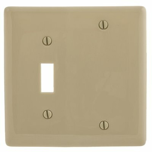 HUBBELL WIRING 2-Gang Ivory Toggle and Blank Wall Plate HUBBELL WIRING 2-Gang Ivory Toggle and Blank Wall Plate