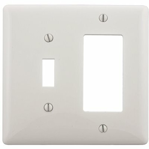 HUBBELL WIRING 2-Gang White Medium Size Toggle and Decorator Wall Plate HUBBELL WIRING 2-Gang White Medium Size Toggle and Decorator Wall Plate