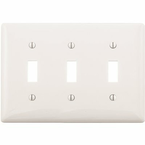 HUBBELL WIRING 3-Gang White Medium Size Toggle Wall Plate HUBBELL WIRING 3-Gang White Medium Size Toggle Wall Plate