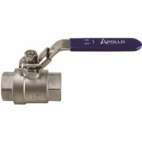 Apollo 3/4 in. x 3/4 in. Stainless Steel FNPT x FNPT 2-3/4 in. L Full-Port Ball Valve with Latch Lock Lever