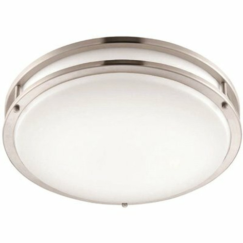 EnviroLite EnviroLite 14 in. Mid-century Brushed Nickel Selectable CCT Integrated LED Flush Mount for Kitchens EnviroLite EnviroLite 14 in. Mid-century Brushed Nickel Selectable CCT Integrated LED Flush Mount for Kitchens