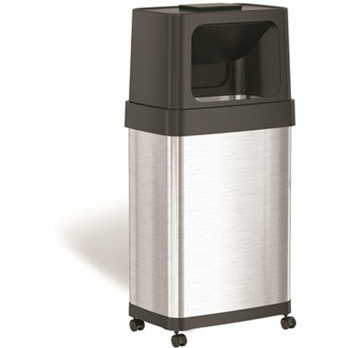 18 Gal. Rectangular Dual Push Door Stainless Steel Trash Can W/Wheels & AbsorbX Odor Control System Slim & Space-Saving