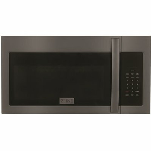 ZLINE Kitchen and Bath 30 in. 300 CFM 900-Watt Over the Range Microwave Oven in Black Stainless Steel & Modern Handle