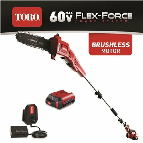 Toro 10 in. 60-Volt Lithium Ion Cordless Electric Pole Saw - Battery and Charger Included Toro 10 in. 60-Volt Lithium Ion Cordless Electric Pole Saw - Battery and Charger Included