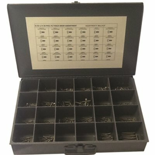Phillips Flat Head 18-8 Stainless Steel Machine Screw Kit Assortment in Metal Tray (600-Pieces)