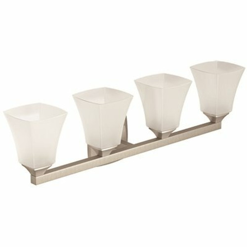 MOEN Voss 30.5 in. W x 9.5 in. H 4-Light Brushed Nickel Vanity Light with Frosted Glass Shade