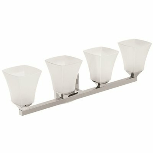 MOEN Voss 30.5 in. W x 9.5 in. H 4-Light Chrome Vanity Light with Frosted Glass Shade