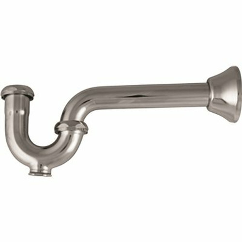 KEENEY 1-1/4 in. x 1-1/4 in. 17-Gauge Brass P-Trap with Cleanout and Deep Flange, Chrome