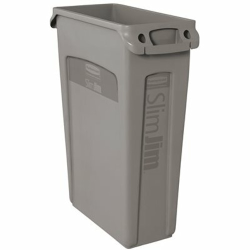 Rubbermaid Commercial Products Slim Jim 23 Gal. Gray Rectangular Vented Trash Can Rubbermaid Commercial Products Slim Jim 23 Gal. Gray Rectangular Vented Trash Can