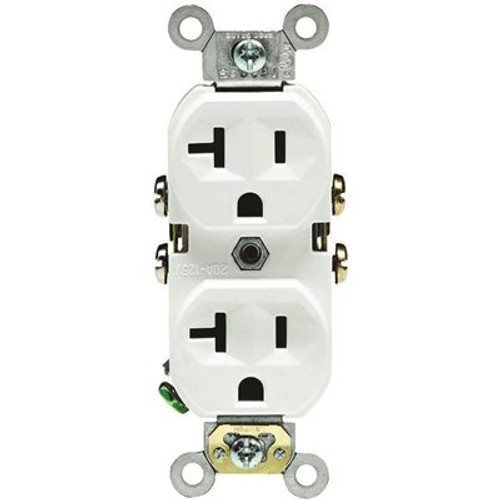 Leviton 20 Amp Commercial Grade Duplex Outlet, White Leviton 20 Amp Commercial Grade Duplex Outlet, White