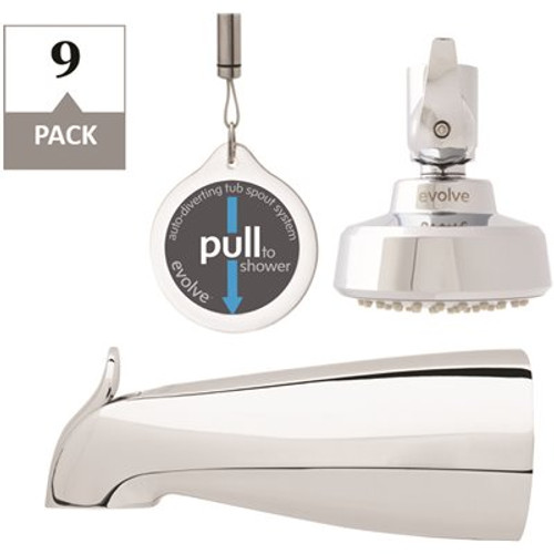 ShowerStart TSV 1-Spray Pattern with 1.25 GPM 3.25 in. Shower Head with Auto Diverting Spout, No Mounts, Chrome, 9-Pack ShowerStart TSV 1-Spray Pattern with 1.25 GPM 3.25 in. Shower Head with Auto Diverting Spout, No Mounts, Chrome, 9-Pack