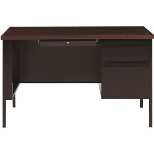 Hirsh 48 in. W x 30 in. D Rectangular Shape Black/Walnut 3-Drawer Executive Desk with Right-Hand Single Pedestal File Hirsh 48 in. W x 30 in. D Rectangular Shape Black/Walnut 3-Drawer Executive Desk with Right-Hand Single Pedestal File
