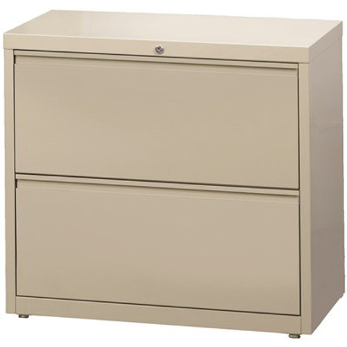 Hirsh 36 in. W 2-Drawer Putty Metal Lateral File Cabinet for Home and Office, Holds Letter, Legal and A4 Hanging Folders Hirsh 36 in. W 2-Drawer Putty Metal Lateral File Cabinet for Home and Office, Holds Letter, Legal and A4 Hanging Folders