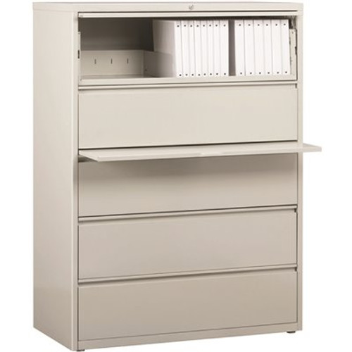 Hirsh 42 in. W 5-Drawer Light Gray Metal Lateral File Cabinet for Home and Office, Holds Letter, Legal and A4 Hanging Folders Hirsh 42 in. W 5-Drawer Light Gray Metal Lateral File Cabinet for Home and Office, Holds Letter, Legal and A4 Hanging Folders