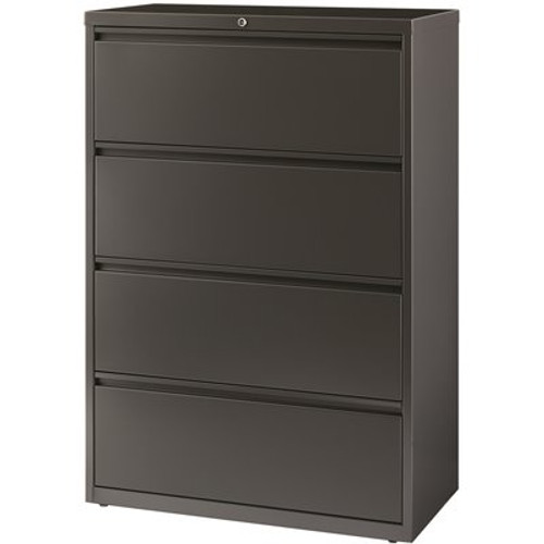 Hirsh 36 in. W 4-Drawer Charcoal Metal Lateral File Cabinet for Home and Office, Holds Letter, Legal and A4 Hanging Folders Hirsh 36 in. W 4-Drawer Charcoal Metal Lateral File Cabinet for Home and Office, Holds Letter, Legal and A4 Hanging Folders