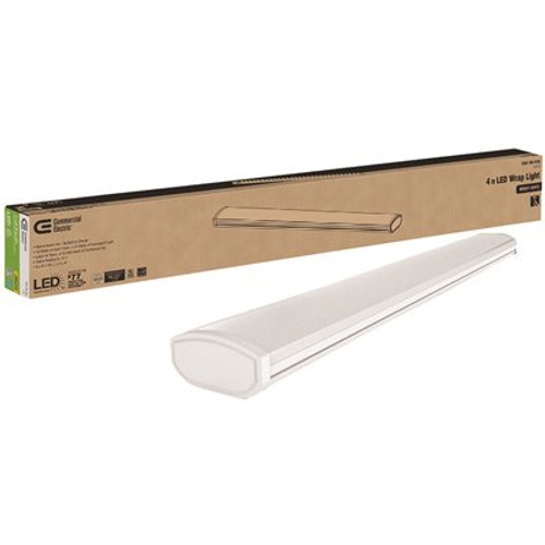 Commercial Electric 4 ft. 3600 Lumens Integrated LED Non-Dimmable White Wraparound Light 4000K Bright White Commercial Electric 4 ft. 3600 Lumens Integrated LED Non-Dimmable White Wraparound Light 4000K Bright White