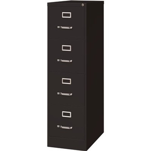 Hirsh 25 in. D 4-Drawer Black Metal Letter Width 15 in. W Vertical File Cabinet Commercial Grade Hirsh 25 in. D 4-Drawer Black Metal Letter Width 15 in. W Vertical File Cabinet Commercial Grade