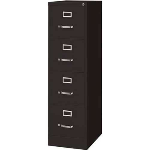 Hirsh 22 in. D 4-Drawer Black Metal Letter Width 15 in. W Vertical File Cabinet, Commercial Grade