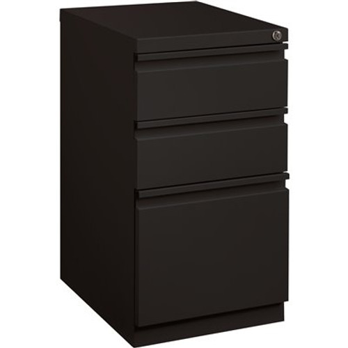 Hirsh 20 in. D 3-Drawer Black Metal Letter Width 15 in. W Mobile Pedestal File Cabinet Box-Box-File Hirsh 20 in. D 3-Drawer Black Metal Letter Width 15 in. W Mobile Pedestal File Cabinet Box-Box-File