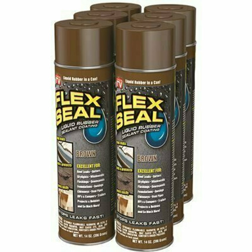 FLEX SEAL FAMILY OF PRODUCTS Flex Seal 14 oz. Brown Aerosol Liquid Rubber Sealant Spray Coating Cans (6-Pack) FLEX SEAL FAMILY OF PRODUCTS Flex Seal 14 oz. Brown Aerosol Liquid Rubber Sealant Spray Coating Cans (6-Pack)