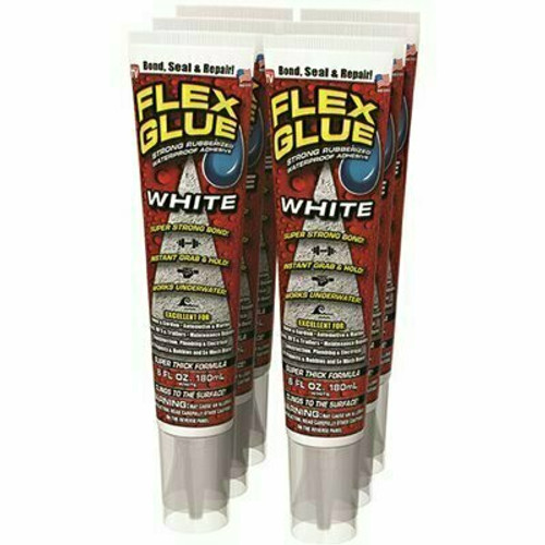 FLEX SEAL FAMILY OF PRODUCTS Flex Glue White 6 oz. Pro-Formula Strong Rubberized Waterproof Adhesive (6-Pack) FLEX SEAL FAMILY OF PRODUCTS Flex Glue White 6 oz. Pro-Formula Strong Rubberized Waterproof Adhesive (6-Pack)