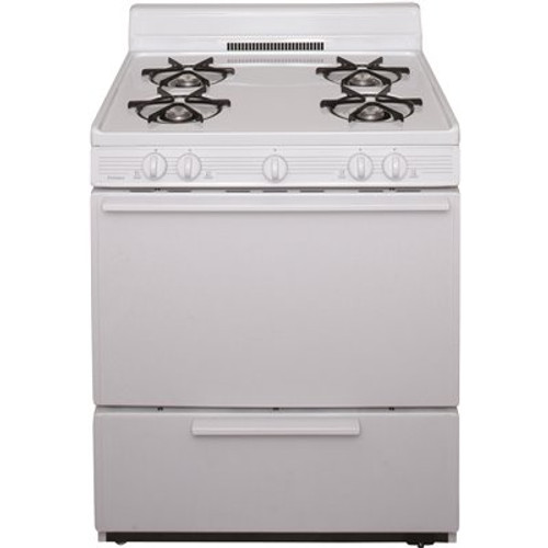 30 in. 3.91 cu. ft. Battery Spark Ignition Gas Range in White 30 in. 3.91 cu. ft. Battery Spark Ignition Gas Range in White