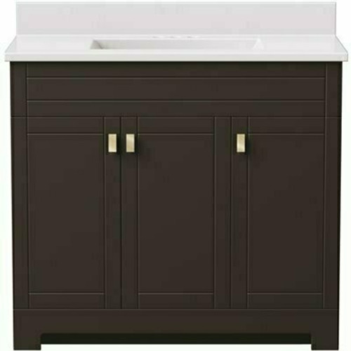 Canberra 37 in. W x 19 in. D Bath Vanity in Dark Chestnut with Cultured Marble Vanity Top in White with White Basin Canberra 37 in. W x 19 in. D Bath Vanity in Dark Chestnut with Cultured Marble Vanity Top in White with White Basin