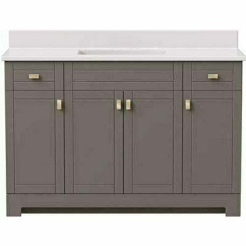 Canberra 49 in. W x 19 in. D Bath Vanity in Gray Slate with Cultured Marble Vanity Top in Solid White with White Basin Canberra 49 in. W x 19 in. D Bath Vanity in Gray Slate with Cultured Marble Vanity Top in Solid White with White Basin