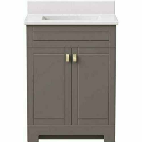 Canberra 25 in. W x 19 in. D Bath Vanity in Gray Slate with Cultured Marble Vanity Top in Solid White with White Basin Canberra 25 in. W x 19 in. D Bath Vanity in Gray Slate with Cultured Marble Vanity Top in Solid White with White Basin