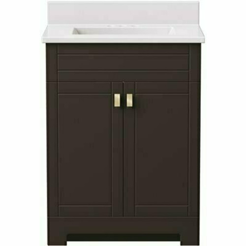 Canberra 25 in. W x 19 in. D Bath Vanity in Dark Chestnut with Cultured Marble Vanity Top in White with White Basin Canberra 25 in. W x 19 in. D Bath Vanity in Dark Chestnut with Cultured Marble Vanity Top in White with White Basin