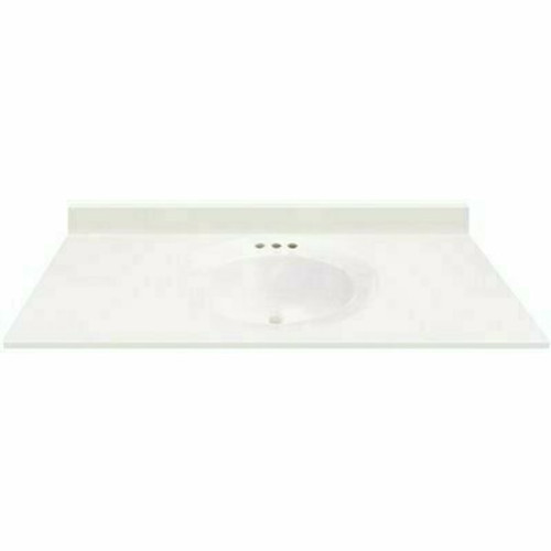 MagickWoods 49 in. W x 22 in. D Cultured Marble Oval Recessed Single Basin Vanity Top in White with White Basin
