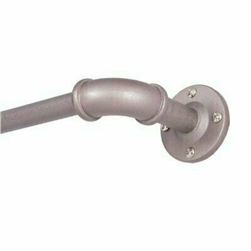 Bronn Industrial Blackout 66 in.-120 in. Adjustable Single Wrap Around Curtain Rod 3/4 in. Diameter in Polished Pewter