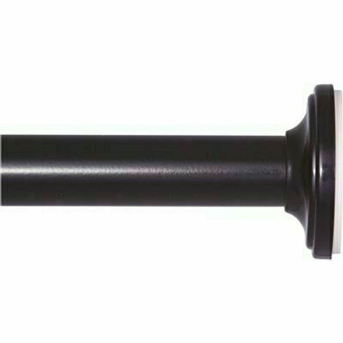 Eclipse Complete Blackout 28 in. - 60 in. Adjustable Single Tension Rod 5/8 in. Diameter in Black with Finials