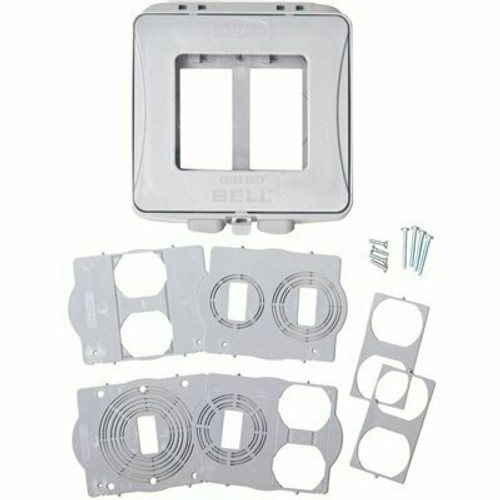 TAYMAC N3R Extra Duty Polycarbonate Gray 2-Gang Expandable Weatherproof In-Use Electrical Outlet Cover for Outdoor Outlet