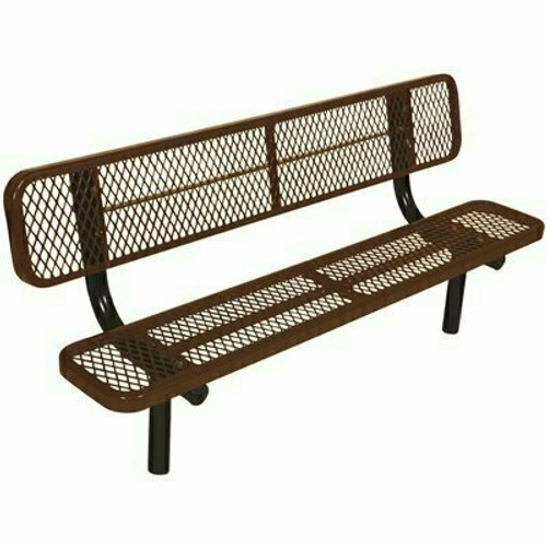 Everest 8 ft. Brown In-Ground Mount Park Bench with Back