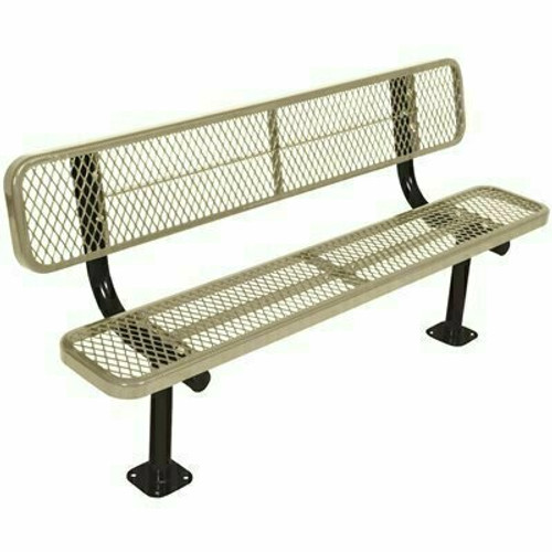 Everest 8 ft. Beige Surface Mount Park Bench with Back
