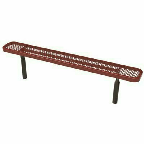 Everest 8 ft. Burgundy In-Ground Mount Park Bench without Back