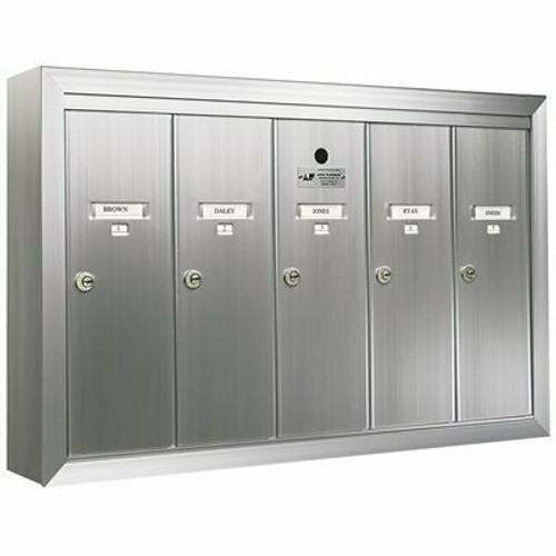 Florence Surface Mount Vertical Mailbox with 5 Compartments in Anodized Aluminum