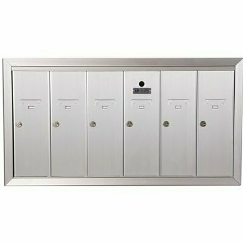 Florence Recessed Wall Mount Vertical Mailbox with 6 Compartments in Anodized Aluminum