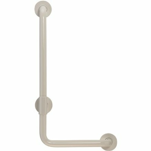18 in. x 36 in. Contractor Antimicrobial Vinyl Coated L-Shape Grab Bar in White
