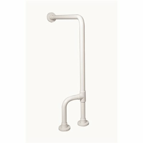 30 in. x 33 in. Floor to Wall Antimicrobial Grab Bar with Reversible Outrigger in White