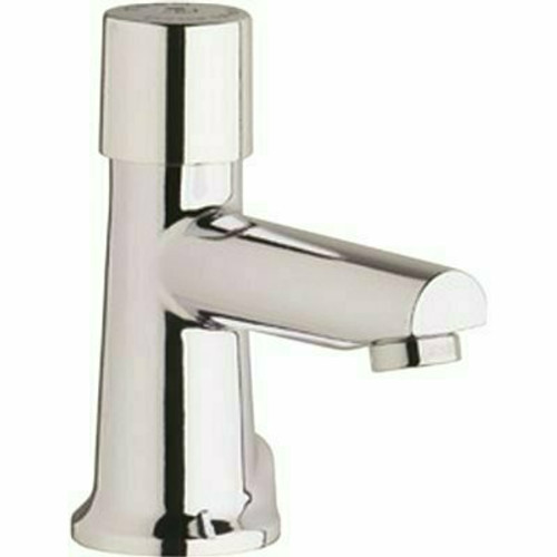 Chicago Faucets Single Handle Deck-Mounted Hot/Cold Metering Mixing Faucet With MVP Cartridge 4 in. 0.5 GPM Chrome-Plated