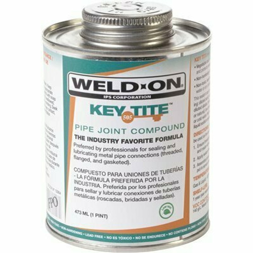 IPS Corporation Weld-On 505 Key Tite Metal Pipe Thread Sealant, Green, Low VOC, 1/2 Pint (8 Fl. Oz.), 24 Count