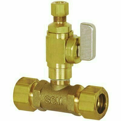 Sioux Chief 7/8 in. Compression x 1/4 in. Add-a-Line Full Slip Valve Brass Tee Sioux Chief 7/8 in. Compression x 1/4 in. Add-a-Line Full Slip Valve Brass Tee