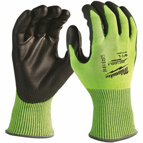 Milwaukee Small High Visibility Level 4 Cut Resistant Polyurethane Dipped Work Gloves (12-Pack)